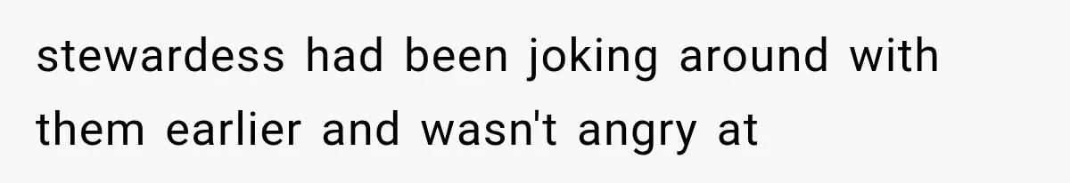 stewardess had been joking around with them earlier and wasn't angry at