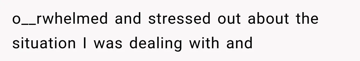 o__rwhelmed and stressed out about the situation I was dealing with and