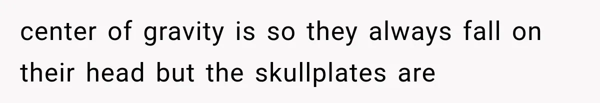 center of gravity is so they always fall on their head but the skullplates are