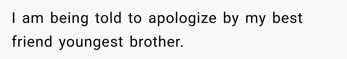 Woman Refuses to Be a Bridesmaid, Then Tells the Bride Why Nobody Else Said Yes Either I am being told to apologize by my best friend youngest brother.