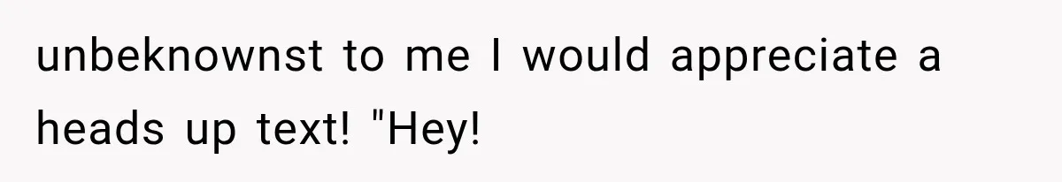 Woman Tries to Grieve Her Ex-Husband, Then Discovers He Lied to Almost Every Woman in His Life unbeknownst to me I would appreciate a heads up text! "Hey!