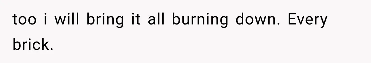 too i will bring it all burning down. Every brick.