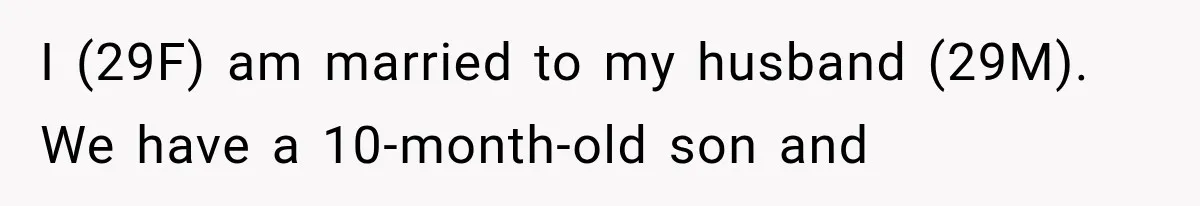 I (29F) am married to my husband (29M). We have a 10-month-old son and
