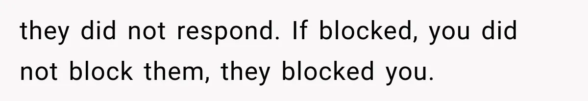 they did not respond. If blocked, you did not block them, they blocked you.