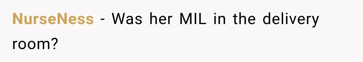 MIL Calls Her Grandchild “My Baby,” Then Demands A Front-Row Seat To The Delivery NurseNess − Was her MIL in the delivery room?