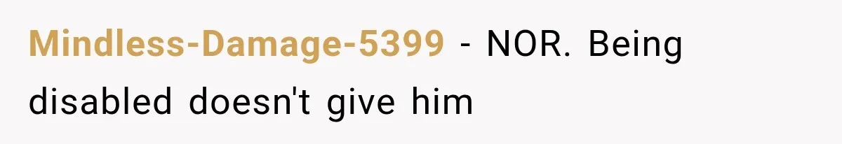 Mindless-Damage-5399 − NOR. Being disabled doesn't give him