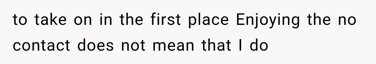 to take on in the first place Enjoying the no contact does not mean that I do