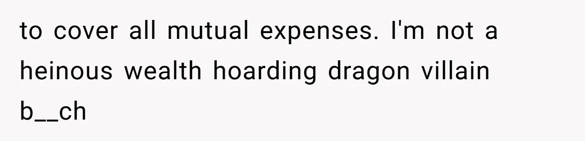 Wife On Mat Leave Pushes Husband For Side Hustle — He Refuses And Wants To Enjoy Work-Life Balance to cover all mutual expenses. I'm not a heinous wealth hoarding dragon villain b__ch