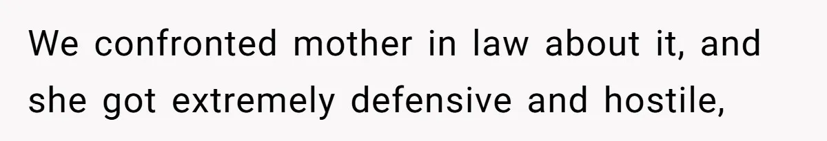 We confronted mother in law about it, and she got extremely defensive and hostile,