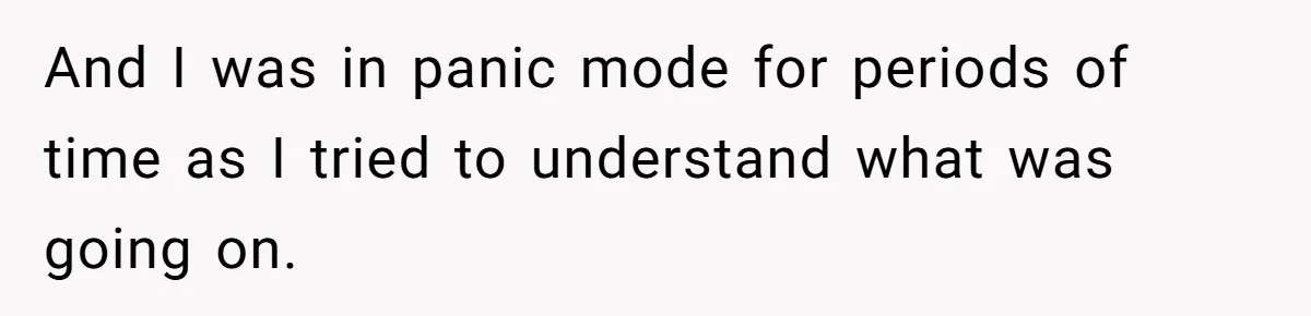And I was in panic mode for periods of time as I tried to understand what was going on.