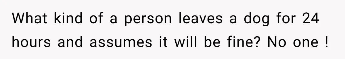 What kind of a person leaves a dog for 24 hours and assumes it will be fine? No one !
