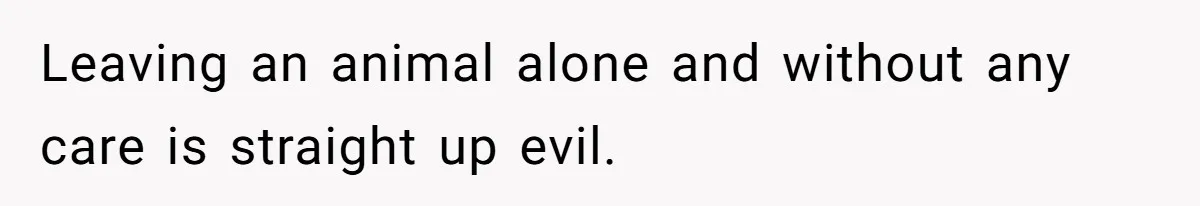 Leaving an animal alone and without any care is straight up evil.