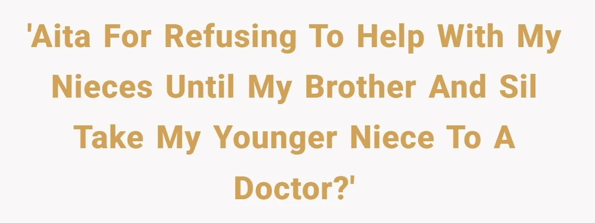 Aunt Applauded For Striking Over Brother’s Refusal To Take Severely Developmental-Challenged Daughter To A Doctor 'AITA for refusing to help with my nieces until my brother and SIL take my younger niece to a doctor?'