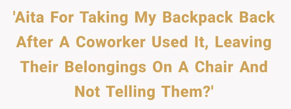Cleaner Started Using Her Forgotten Backpack, Then Called Her Disrespectful For Taking It Back 'AITA for taking my backpack back after a coworker used it, leaving their belongings on a chair and not telling them?'