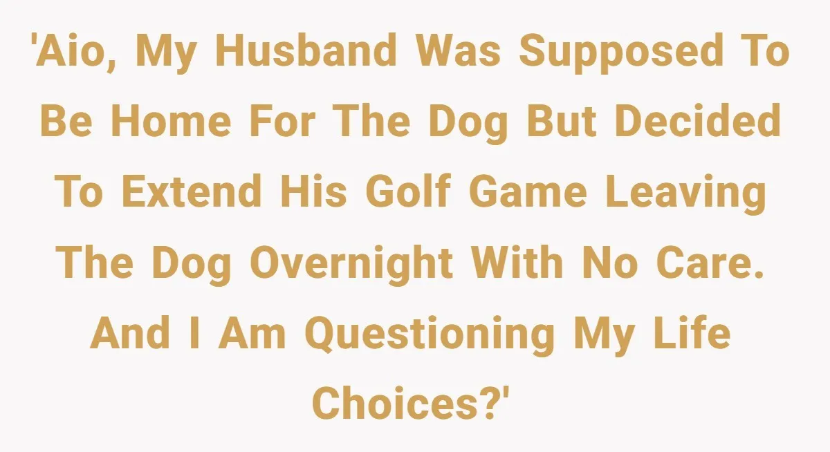 'AIO, my husband was supposed to be home for the dog but decided to extend his golf game leaving the dog overnight with no care. And I am questioning my...