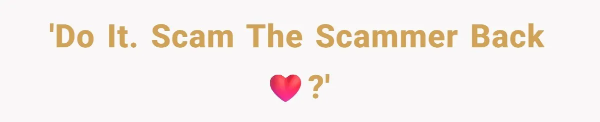 'Do it. Scam the scammer back ❤️?'